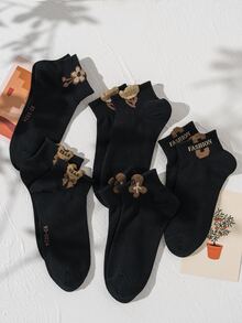 Mujer 5 pares Calcetines de tripulación con patrón floral de moda para diariamente - Multicolor - Ver 2