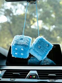 長毛絨骰子設計汽車掛飾 - 藍色 - 查看 2