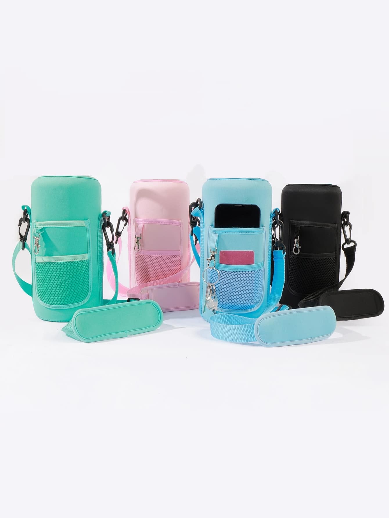 1pc Random Color Water Bottle Cover With Shoulder Strap, 2000ml Large Capacity Sports Bottle For Outdoor - Multicolor - View 1
