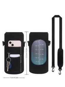 1pc Random Color Water Bottle Cover With Shoulder Strap, 2000ml Large Capacity Sports Bottle For Outdoor - Multicolor - View 2