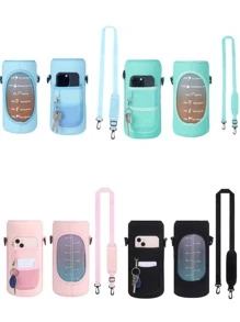 1pc Random Color Water Bottle Cover With Shoulder Strap, 2000ml Large Capacity Sports Bottle For Outdoor - Multicolor - View 4