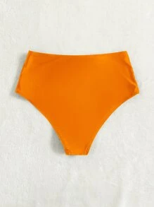 SHEIN Swim Bottom de bikini de talle alto - Naranja - Ver 2