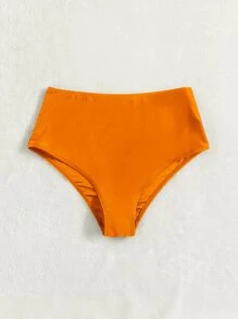 SHEIN Swim Bottom de bikini de talle alto - Naranja - Ver 5
