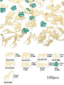 100 piezas/Set Confeti de mesa con animales de la selva de oro para fiesta de cumpleaños "Wild One" - Multicolor - Ver 4