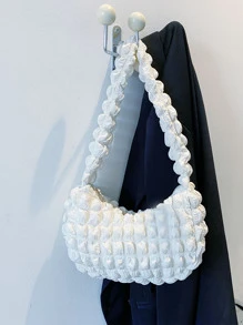 Bolso con fruncido minimalista pequeño blanco - Blanco - Ver 2