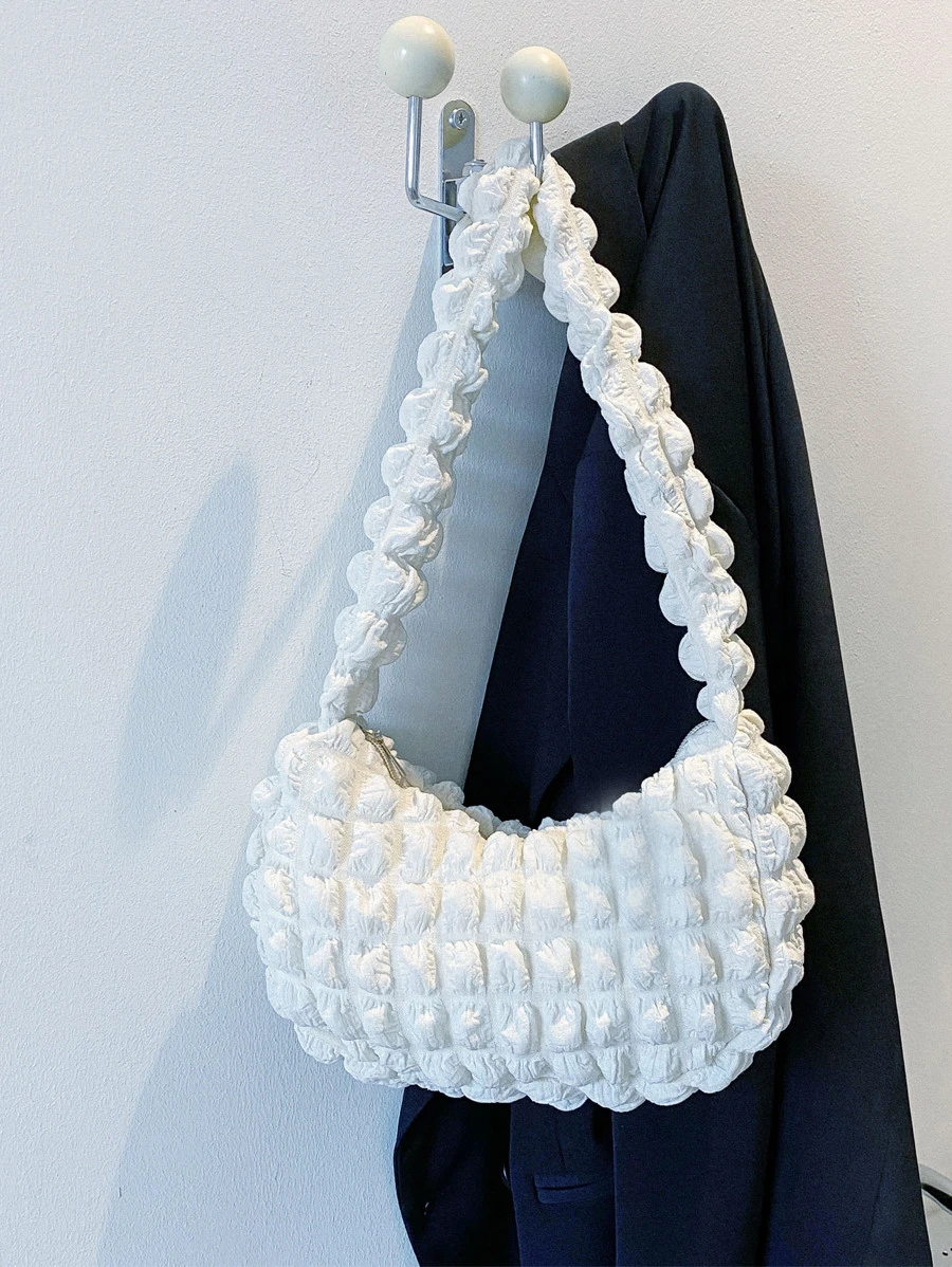 Bolso con fruncido minimalista pequeño blanco