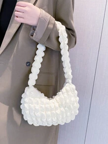 Bolso con fruncido minimalista pequeño blanco - Blanco - Ver 3