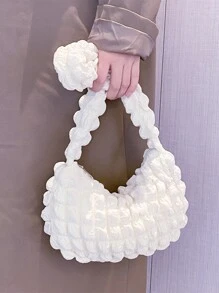 Bolso con fruncido minimalista pequeño blanco - Blanco - Ver 7