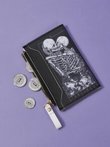 Deniart 艺术家黑暗骷髅与字母图形卡片夹，节日，情人节