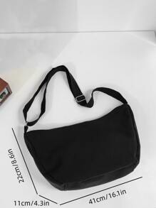 Letter Patch Decor Hobo Bag With Coin Purse Black - Black - View 4