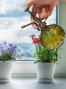 Transparent Glass Watering Spray Bottle,Plant Mister With Plastic Bronze Plastic Top Pump, Glass Small Watering Can For Indoor Potted Plant, Outdoor Indoor Garden, Plants, Cleaning Solutions - Green - View 3