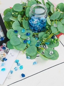 90 克优质蓝色亚克力假冰石，塑料亚克力石碎冰块钻石宝石适用于花瓶填充物和装饰 - 藍白色 - 查看 3