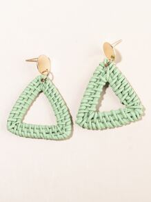 1 Paar Boho Cut Out geometrische Rattan Ohrringe für Frauen, Beach Creolen