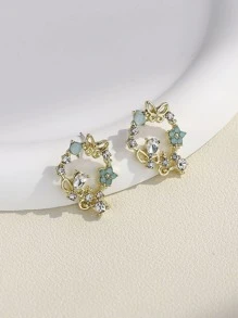 Pendientes de tachuela con diseño de diamante de imitación - Multicolor - Ver 1