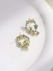 Pendientes de tachuela con diseño de diamante de imitación - Multicolor - Ver 2