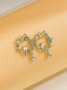 Pendientes de tachuela con diseño de diamante de imitación - Multicolor - Ver 3