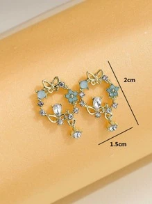 Pendientes de tachuela con diseño de diamante de imitación - Multicolor - Ver 5