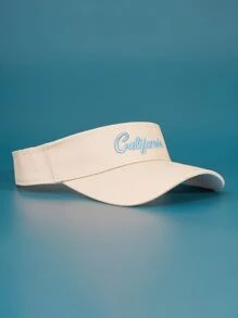 字母刺繡遮陽帽 - 米色 - 查看 1