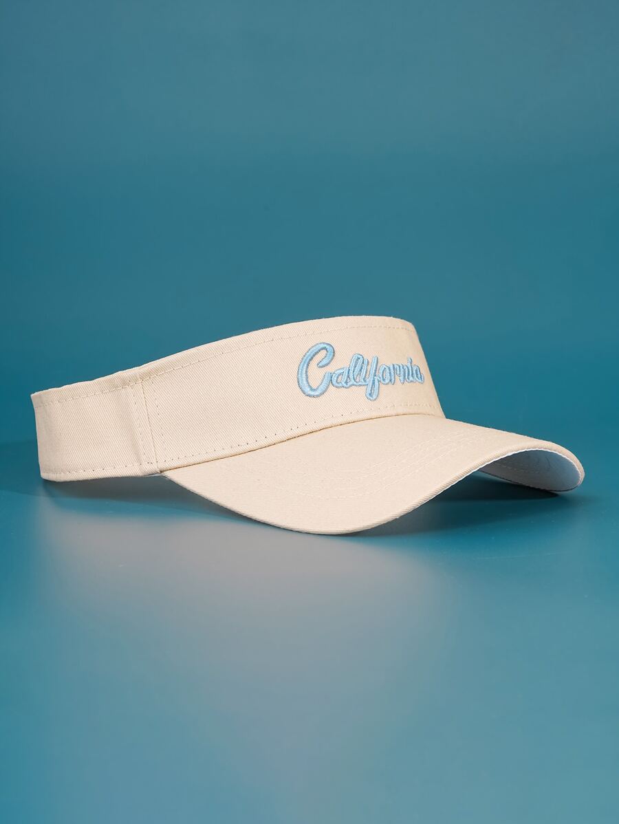 字母刺繡遮陽帽 - 米色 - 查看 1