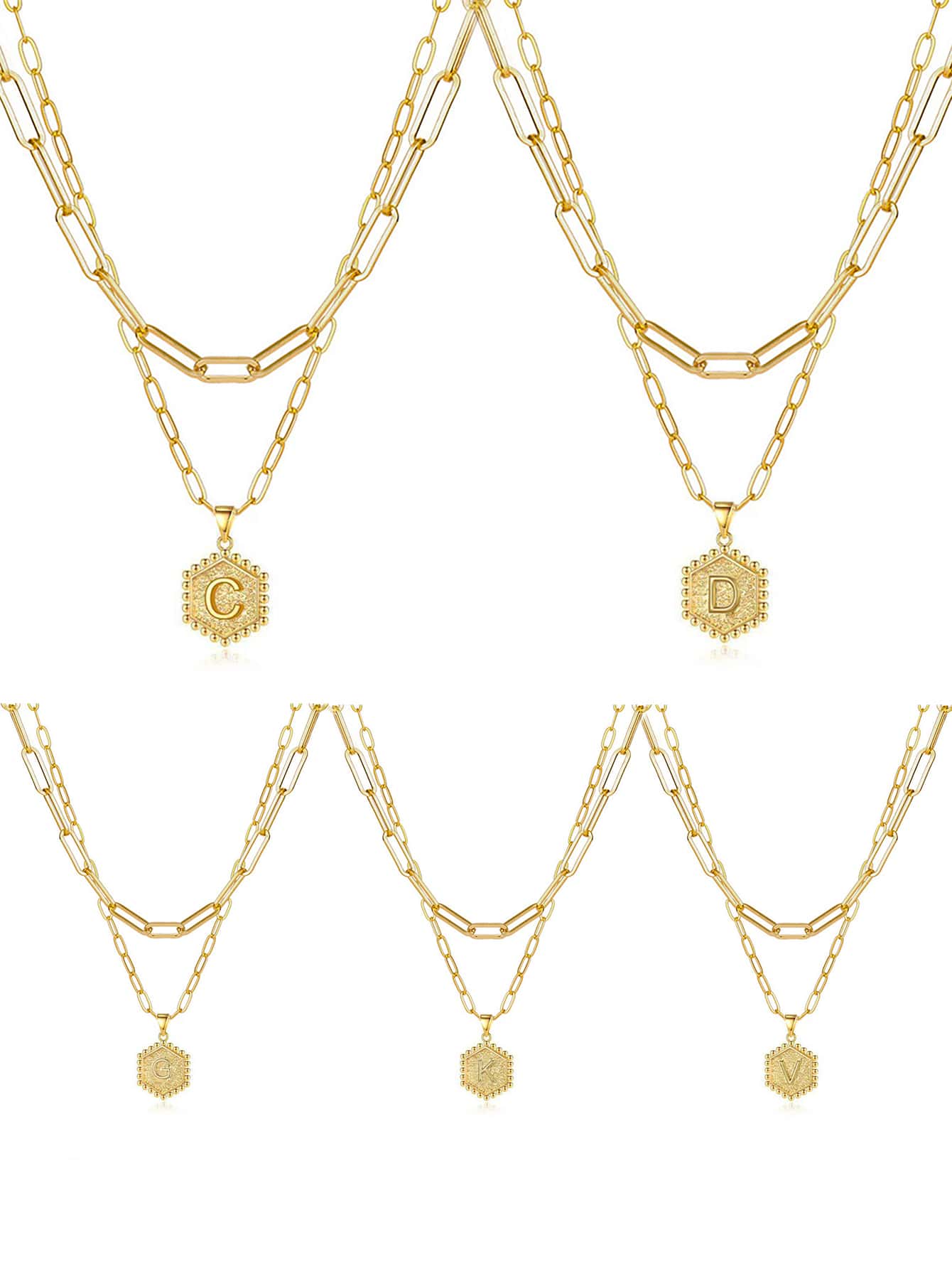 1 Hợp Kim Kẽm Thời Trang Xếp Lớp Chữ Trang Trí Hình Học Mặt Dây Chuyền Vòng Cổ Cho Nữ Trang Trí Hàng Ngày - Vàng - Xem 1