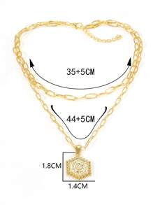 1 Hợp Kim Kẽm Thời Trang Xếp Lớp Chữ Trang Trí Hình Học Mặt Dây Chuyền Vòng Cổ Cho Nữ Trang Trí Hàng Ngày - Vàng - Xem 2