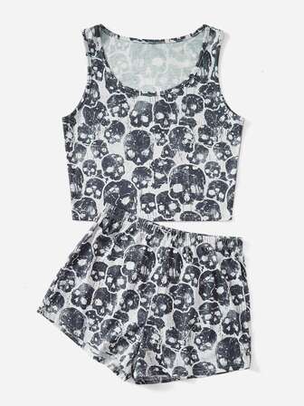 Skull Print PJ Set
