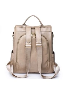 Ba lô chức năng nữ màu trơn Có thể điều chỉnh được - Màu be - Xem 2