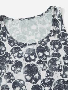 骷髅頭圖案睡衣套裝 - 灰色 - 查看 4