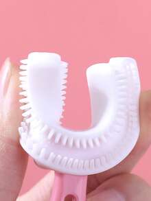 1pc U Shaped Soft Fur Toothbrush, Plastic Blue Toothbrush For Household - Blue - View 2