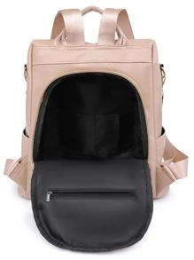 Ba lô chức năng nữ màu trơn Có thể điều chỉnh được - Màu be - Xem 4