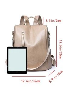 Ba lô chức năng nữ màu trơn Có thể điều chỉnh được - Màu be - Xem 5