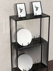 1pc Portable N Shaped Photo Storage Rack, Modern Black Iron Painting Rack For Home Decor