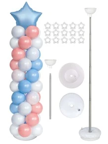 1 set Columna de globos blanco globo simple PVC para fiesta - Blanco - Ver 1