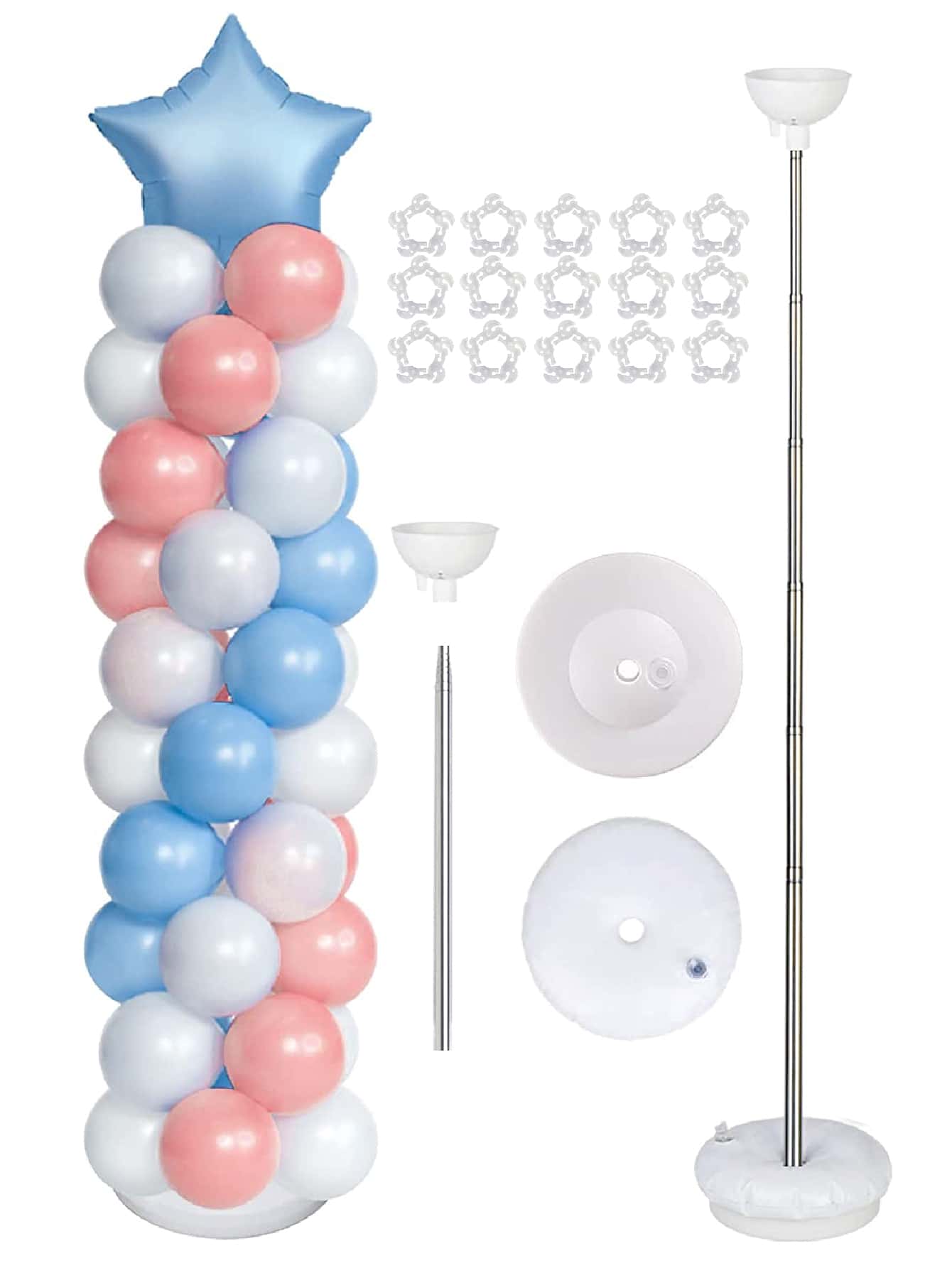 1set White Balloon Stand, Simple PVC Balloon Column Kit For Party - White - View 1