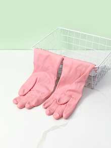 1入組長款厚實粉色家居手套家用防水PVC洗碗手套