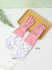 1入組長款厚實粉色家居手套家用防水PVC洗碗手套
