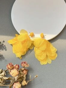 2 piezas Pendientes largos oval - Amarillo - Ver 2