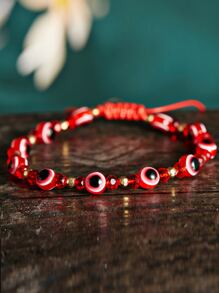 Evil Eye Decor Beaded Bracelet - Multicolor - View 3