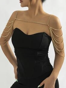 極簡多層身體鏈 - 金黃色 - 查看 3