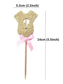 12pcs Clothes Shaped Cake Topper - Gold - View 6
