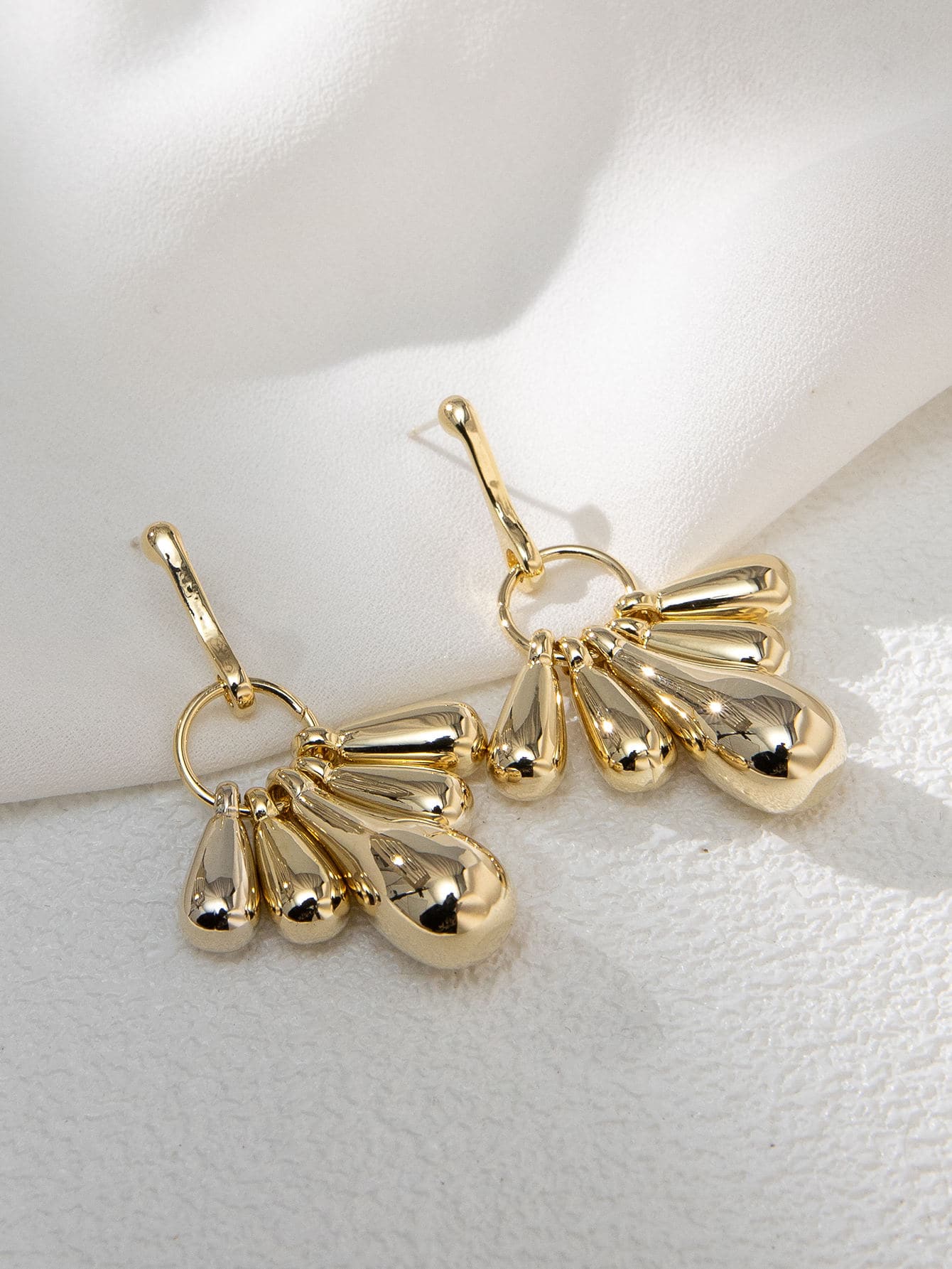 2pcs Water Drop Earrings - Yellow Gold - View 1