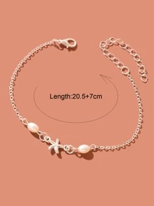 Starfish & Faux Pearl Decor Anklet - Silver - View 3