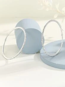 Hoa tai vòng trang trí bằng đá rhinestone - Bạc - Xem 2