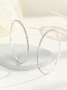 Hoa tai vòng trang trí bằng đá rhinestone - Bạc - Xem 3