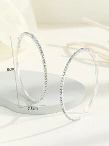 Hoa tai vòng trang trí bằng đá rhinestone - Bạc - Xem 4