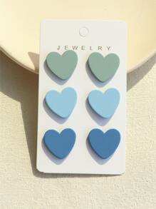 3對心耳釘 - 彩色 - 查看 1