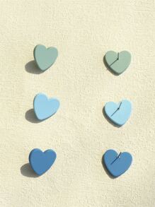 3對心耳釘 - 彩色 - 查看 2