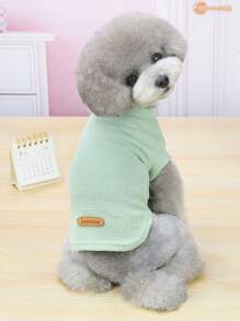 1pc Letter Patch Pet Tee For Dog And Cat For Summer - Green - View 1