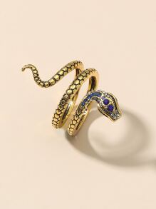 水鑽裝飾蛇設計纏繞式戒指 - 彩色 - 查看 1