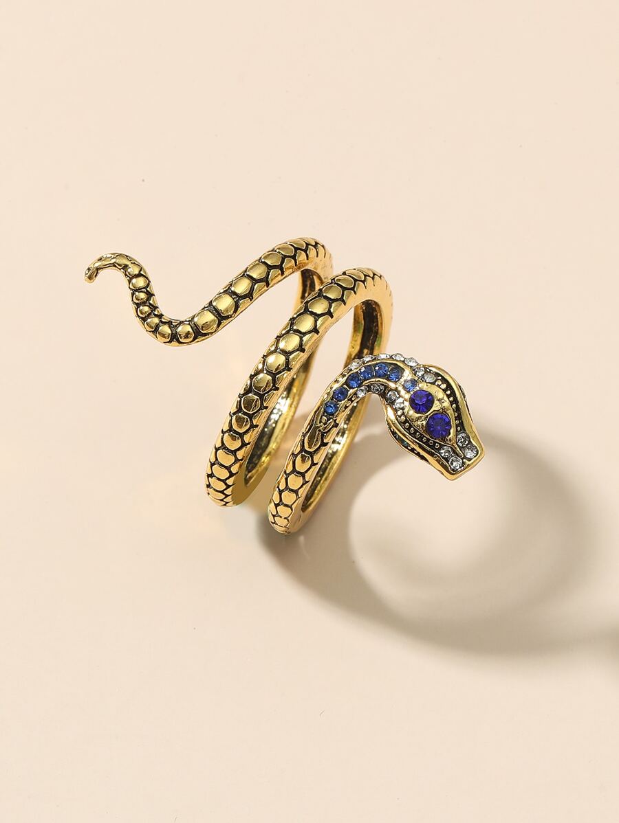 水鑽裝飾蛇設計纏繞式戒指 - 彩色 - 查看 1